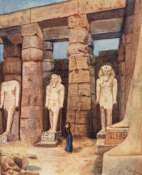 Колоссы Рамзеса въ Луксорскомъ храмѣ.