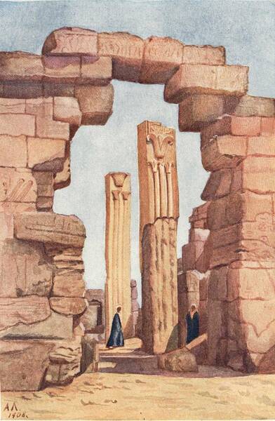 Колонны Верхняго и Нижняго Египта въ Храмѣ Амона въ Карнакѣ.